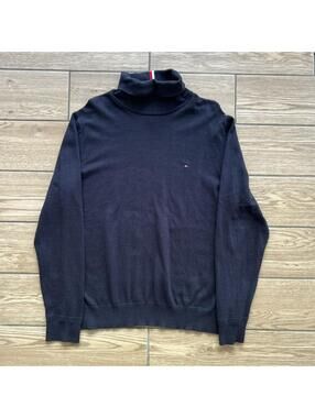 Y2K Navy Tommy Hilfiger Turtle Neck Long Sleeve Shirt